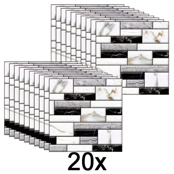 2x 3D marmuro išvaizdos sienų lipdukai (10 vnt./0,9 m²) | MARBLEBLOCKS