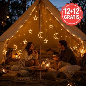 Lauko šviesų girlianda su žvaigždėmis ir mėnuliu - 3 m, šiltai balta | STARRYSKY 12+12 NEMOKAMAI